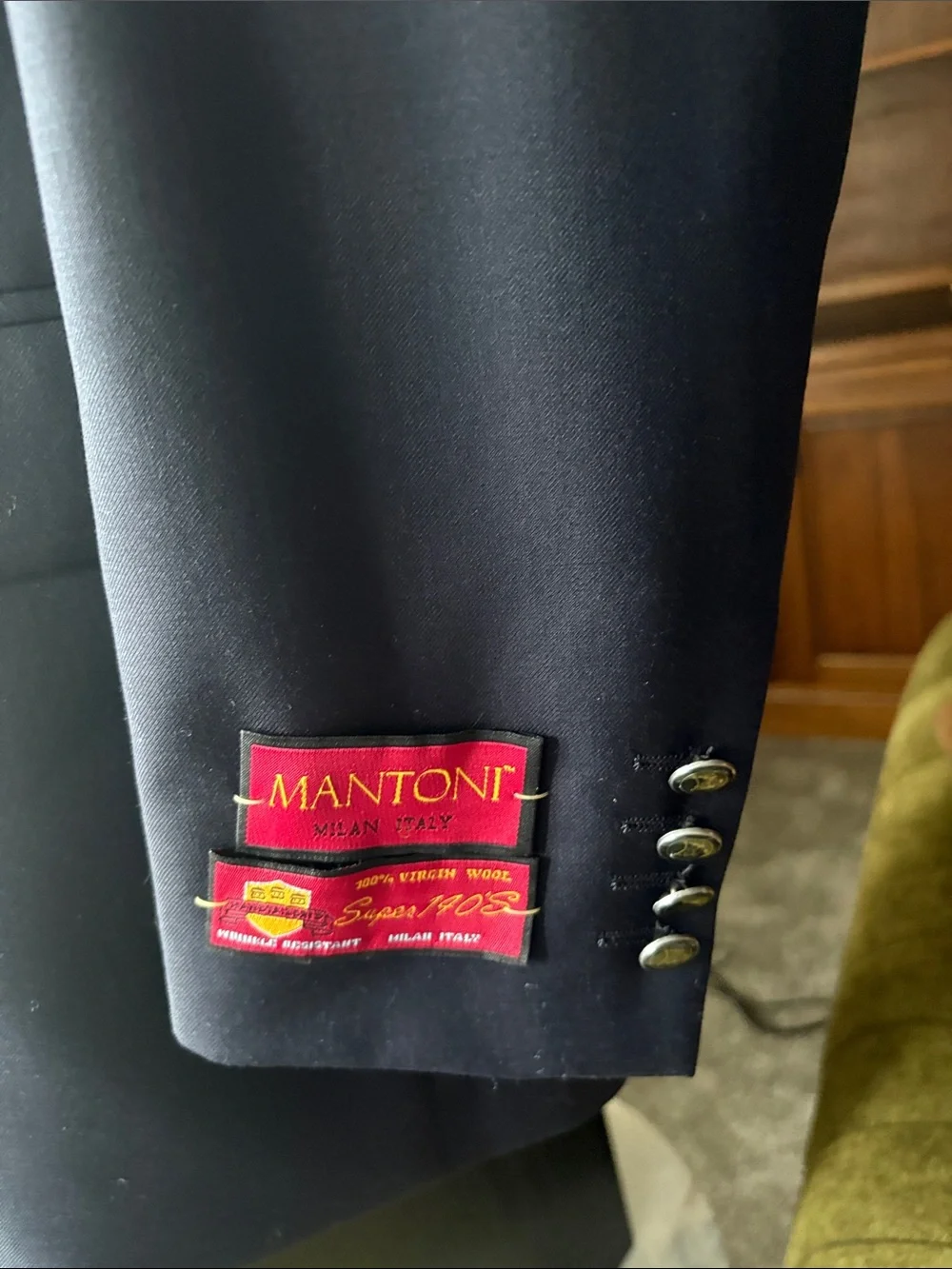 Men's Classic Wool Navy Single-Button Sport Coat by MANTONI